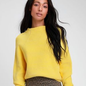 Free People “Too Good” Yellow Knit Sweater